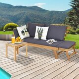 Vrt Kauč na razvlačenje za terasu, dnevni ležaj od akacijevog drva, 198 x 75 x 75 cm, siva boja | shoptok.hr