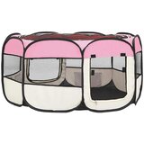  Sklopiva ogradica za pse s torbom za nošenje roza 145x145x61 cm | Eponuda.com