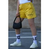 Madmext Mad Girls Yellow Printed Shorts cene