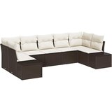  Sjedeća garnitura za vrt 7 kom. Smeđa poliratan 289 x 154 x 69 cm | Shoptok.si