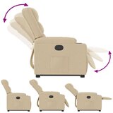 vidaXL Naslanjač s funkcijo vstajanja krem blago | Shoptok.si