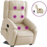 vidaXL Električni masažni naslonjač na podizanje od tkanine krem | shoptok.hr