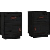 The Living Store Nočna omarica 2 kosa črna 40x34x55 cm trdna borovina - Nočna Omarica, (21421097) | Shoptok.si