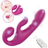 Sex HD Co-op Bliss - strap-on vibrator s klitoralnim nastavkom (ljubičasti) | shoptok.hr