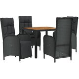  5-dijelni vrtni blagovaonski set s jastucima od poliratana crni | shoptok.hr