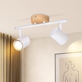 Nettlife LED stropna svetilka z 2 plamenoma - bela stropna svetilka GU10, vrtljiva, lesena stenska svetilka, brez žarnice, (22116715) | Shoptok.si