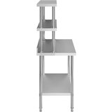 vidaXL Kuhinjska delovna miza s polico 120x60x150 cm nerjaveče jeklo | Shoptok.si
