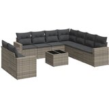  10-dijelni set vrtnih sofa od poliratana s jastucima sivi Siva | shoptok.hr