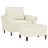  Fotelja s tabureom krem 60 cm baršunasta | shoptok.hr