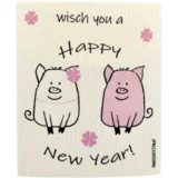 OWOSCHFETZN Gobasta krpa "Happy New Year" - Pig Ben & Friend