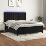 vidaXL Krevet box spring s madracem LED crni 160x200 cm baršun Cijene