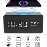 Venisymlis Digitalna Lesena Budilka Z LED, Brezžično Polnjenje, Datum, Čas, Temperatura, USB/Baterija, (22059884) Cene