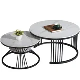 Stolovi okrugli dekorativni set 2/1 Mramor crni-bijeli 670-WH