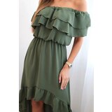 Kesi Włoski Women's off-the-shoulder dress with a longer back khaki | shoptok.hr