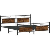Metalni Kovinski posteljni okvir brez vzmetnice dimljen hrast 200x200cm, (21829647) | Shoptok.si
