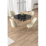 Hanah home trpezarijski set Osle, sto i 4 stolice, ploča u dekoru crnog mermera, zlatne noge, krem tkanina Babyface | Eponuda.com