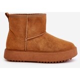 EVENTO Women's platform snow boots made of eco suede Camel Atteria | Eponuda.ba