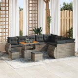 vidaXL 12-dijelni vrtni sofa set s jastučićima sivi poli ratan akacija | shoptok.hr