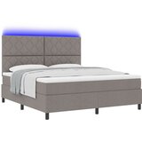 vidaXL Box Spring Postelja z Vzmetnico in LED Taupe 180x200 cm Tkanina, (22080855) Cene