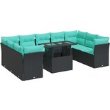  Vrtna garnitura - 10-dijelni set vrtnih sofa poliratan i bagrem s jastucima crni - Crna sa spremištem 1 | shoptok.hr