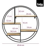 Gadgy Okrogla Stenska Polica z 4 Lesenimi Policami | Shoptok.si