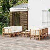  Garnitura 9-delna s kremno belimi blazinami bambus | Shoptok.si