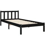  Posteljni okvir z vzglavjem črn 100x200 cm trden les, (20738218) | Shoptok.si