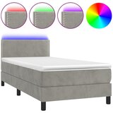 The Living Store Box spring postelja z vzmetnico LED svetlo siva 100x200cm žamet - Box Spring Postelja, (21492430) | Shoptok.si