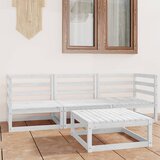 Maison Chic Seti vrtnega pohištva - Vrtna garnitura - Vrtni pohištvo set 4-delna bela trdna borovina, (21811526) | Shoptok.si
