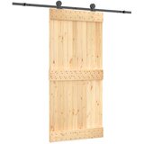  Klizna vrata Prirodna i crna 95 x 210 cm Čvrsta borovina | shoptok.hr