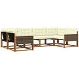 vidaXL Zunanja garnitura za sedenje z blazino 6 pcs Naravna in smetana, (5000272974) | Shoptok.si