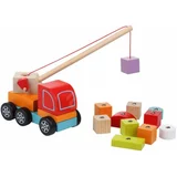 Cubika Tovornjak z žerjavom in magnetom - lesena sestavljanka - 14 kosov