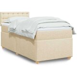 vidaXL Box spring postelja z vzmetnico krem 100x200 cm blago, (21291883) | Shoptok.si