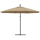  Konzolni suncobran s LED svjetlima i metalnom šipkom 350 cm bež | shoptok.hr