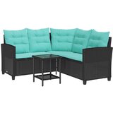  Vrtni kavč z blazino s polico 2 pcs Črna in turkizna Poly ratan, (5000208029) | Shoptok.si