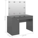  Stolić za šminkanje LED 110 x 55 x 145 cm MDF sjajni sivi | shoptok.hr