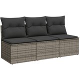 Maison Chic Vrtni kavč - Zunanji kavč z blazinami trosed siv poli ratan, (22043856) | Shoptok.si
