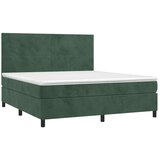  Krevet box spring s madracem LED tamnozeleni 180x200 cm baršun | shoptok.hr