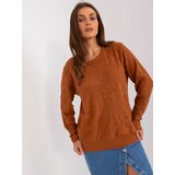 Fashion Hunters Light brown classic sweater with long sleeves Cene