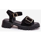 Boto Eco Suede Sandals Women's With Buckle Black Gofielle | Shoptok.si