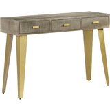 Maison Chic konzolna miza - miza ob steni siva trden mangov les z medenino 110x35x76 cm, (21785903) | Shoptok.si