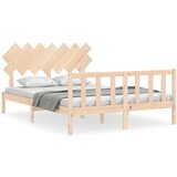 The Living Store Posteljni okvir z vzglavjem 140x190 cm trden les - Posteljni Okvir, (21525302) | Shoptok.si