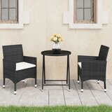 vidaXL 3-dijelni vrtni bistro set od poliratana i kaljenog stakla crni Cijene