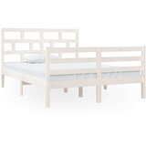  Posteljni okvir bel iz trdnega lesa 135x190 cm 4FT6, (20646132) | Shoptok.si