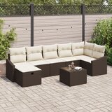 vidaXL 8-delni Vrtni Kavčni Set z Blazinami Rjava Poli Ratan, (22093309) | Shoptok.si