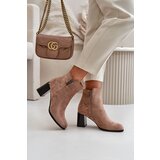 Boto PS1 Warm Eco Suede Women's Ankle Boots With Heel Zip Fastening Brown Erillia | Shoptok.si