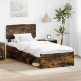  Okvir za krevet s uzglavljem Dimljeni hrast 100 x 200 cm | shoptok.hr