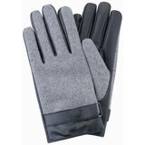 Ombre Elegant men's mixed material gloves - grey melange | ePonuda.com
