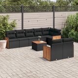  9-dijelni set vrtnih sofa s jastucima crni od poliratana | shoptok.hr