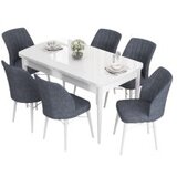 Hanah home eva - white, fume whitefume extendable dining table & chairs set (7 pieces) | Eponuda.com
